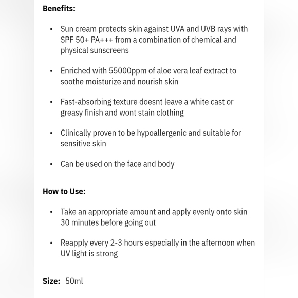 Aloe Soothing sunscreen SPF 50+, COSRX. MADE IN KOREA. - Picture 3 of 6